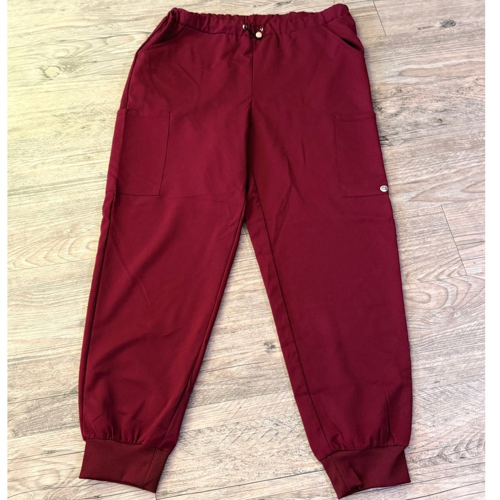 RBX Live Love Care Women XL Burgundy Scrub Joggers Cargo Pants RX2144 Wine
